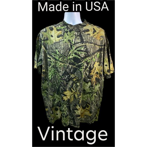 Vintage Mossy Oak Shirt Mens XXL Camo Tee Perfect Camouflage 90s Made in USA - Picture 1 of 10